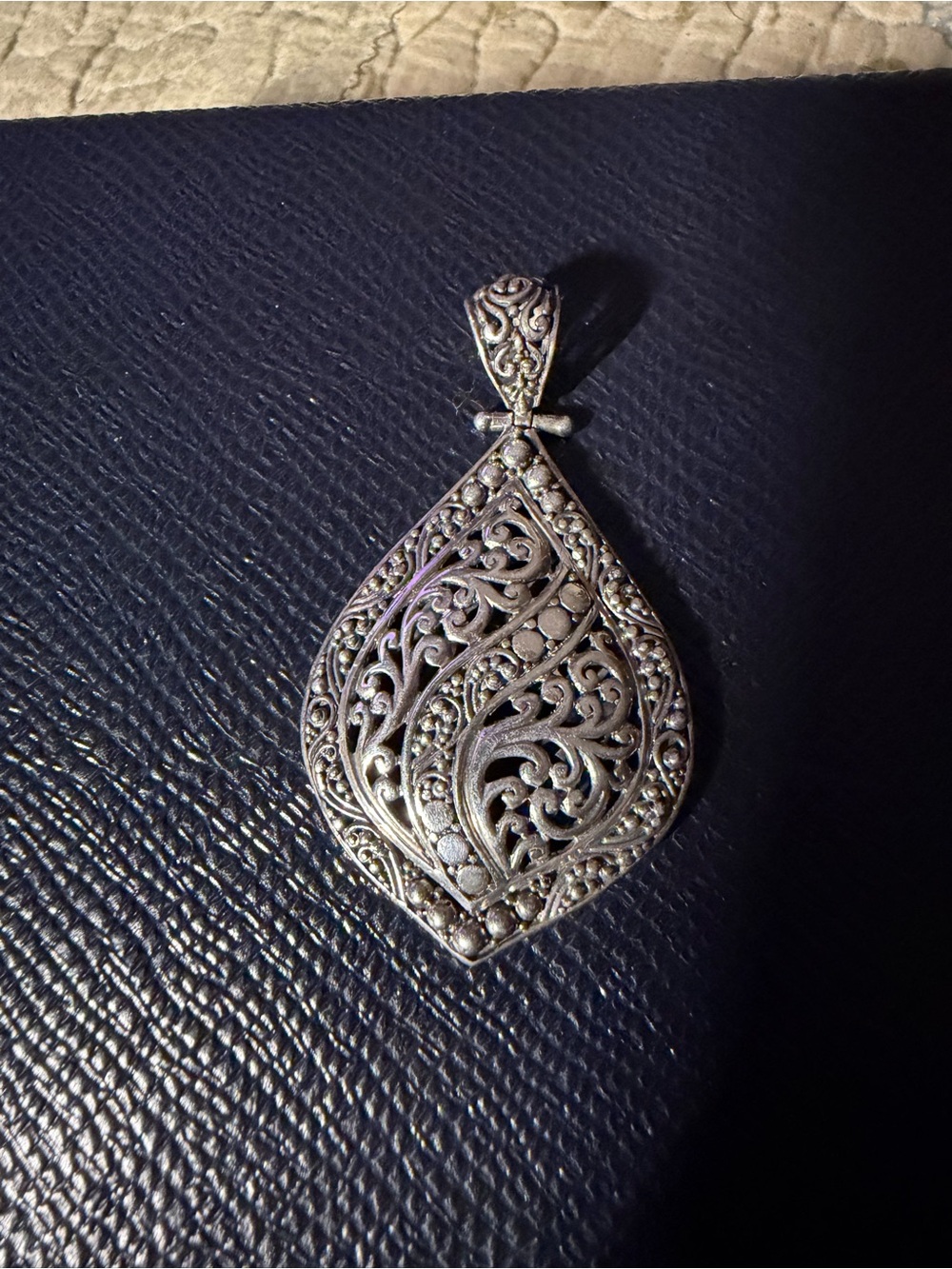 Elegant Sarda Sterling Silver Filigree Teardrop Pendant - Women Jewelry